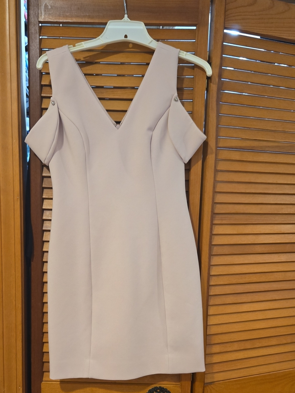 BCBGMaxAzria Blush Pink Cold-Shoulder V-Neck Mini Dress